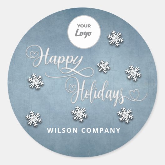 Calligraphy Happy Holidays corporate logo Holiday Ronde Sticker (Voorkant)