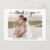Calligraphy Hart 2 Foto Huwelijk Bedankt Briefkaart (Voorkant)