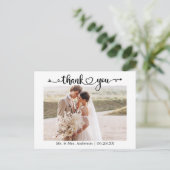 Calligraphy Hart 2 Foto Trouw Dank Je Briefkaart (Staand voorkant)