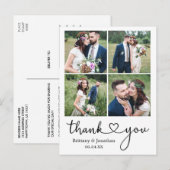 Calligraphy Hart 4 Foto Bedankt Trouwen  Briefkaart (Voorkant / Achterkant)