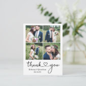 Calligraphy Hart 4 Foto Bedankt Trouwen  Briefkaart (Staand voorkant)