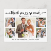 Calligraphy Hart 5 Foto Huwelijk Bedankt Briefkaart (Voorkant)