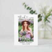 Calligraphy Hart Afstudeer Bedankt Briefkaart (Staand voorkant)