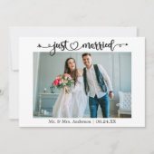 Calligraphy Hart Net Getrouwd Foto Bruiloft Aankondiging (Voorkant)