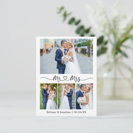 Calligraphy Hart Trouw 4 Foto Dank U Briefkaart (Staand voorkant)