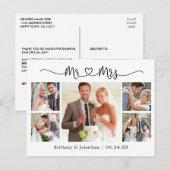 Calligraphy Hart Trouw 5 Foto Bedankt Briefkaart (Voorkant / Achterkant)