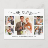 Calligraphy Hart Trouw 5 Foto Bedankt Briefkaart (Voorkant)