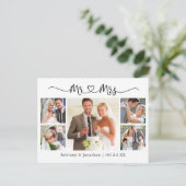 Calligraphy Hart Trouw 5 Foto Dank U Briefkaart (Staand voorkant)