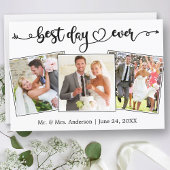 Calligraphy Heart Best Day Ever 3 Photos Wedding Bedankkaart