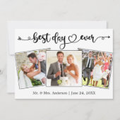 Calligraphy Heart Best Day Ever 3 Photos Wedding Bedankkaart (Voorkant)