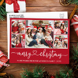 Calligraphy Heart Christmas 5 Photo Red Holiday Briefkaart<br><div class="desc">Modern Calligraphy Heart Script Merry Christmas 5 Photo Holiday Postcard - Red</div>