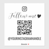 Calligraphy & Heart Follow Me Social Media QR Code Sticker (Vel)