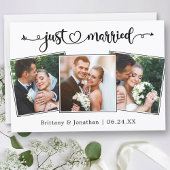 Calligraphy Heart Just Married 3 Photos Wedding Aankondiging