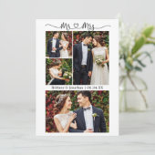 Calligraphy Heart Mr. en Mrs Wedding 4 Foto Bedankkaart (Staand voorkant)