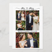 Calligraphy Heart Mr. en Mrs Wedding 4 Foto Bedankkaart (Voorkant / Achterkant)