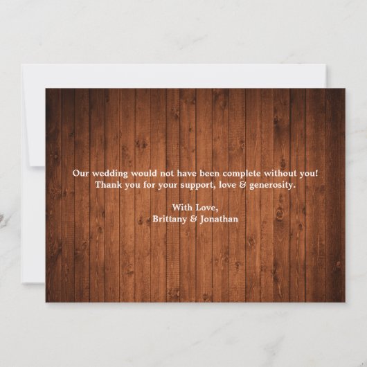 Calligraphy Heart Mr. Mrs. 2 Photo Wedding Wood Bedankkaart (Achterkant)