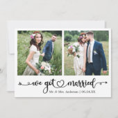 Calligraphy Heart We Got Married 2 Photo Wedding Aankondiging (Voorkant)