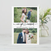 Calligraphy Heart We Got Married 2 Photos Wedding Aankondiging (Staand voorkant)