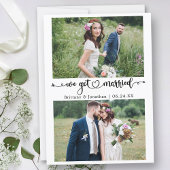 Calligraphy Heart We Got Married 2 Photos Wedding Aankondiging