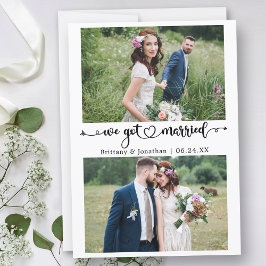 Calligraphy Heart We Got Married 2 Photos Wedding Aankondiging