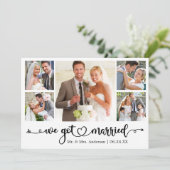 Calligraphy Heart We Got Married 5 Photo Wedding Aankondiging (Staand voorkant)