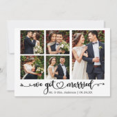 Calligraphy Heart We Got Married 5 Photos Wedding Aankondiging (Voorkant)