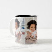 Calligraphy Holiday Love 3 Photos Tweekleurige Koffiemok (Voorkant links)