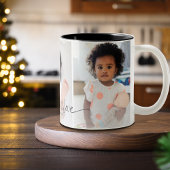 Calligraphy Holiday Love 3 Photos Tweekleurige Koffiemok