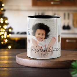 Calligraphy Holiday Love 3 Photos Tweekleurige Koffiemok