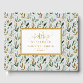 Calligraphy hunter green gold eucalyptus wedding  gastenboek (Voorkant)