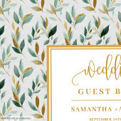 Calligraphy hunter green gold eucalyptus wedding  gastenboek