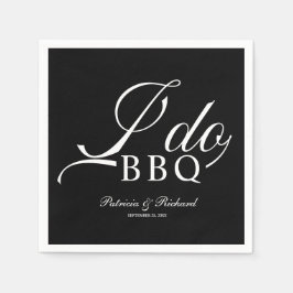 Calligraphy Ik Doe BBQ Verloving Feest Zwart Servet