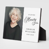 Calligraphy in loving memory funeral white photo fotoplaat (Zijkant)