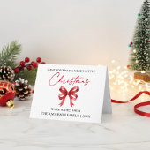 Calligraphy Ink Pen Christmas Red Bow Folded Note Feestdagen Kaart