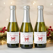 Calligraphy Ink Pen Christmas Red Bow Sparkling Wijnetiket