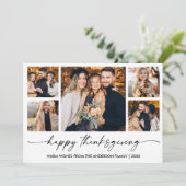 Calligraphy Ink Script 5 Photo Plaid Thanksgiving Feestdagenkaart (Staand voorkant)
