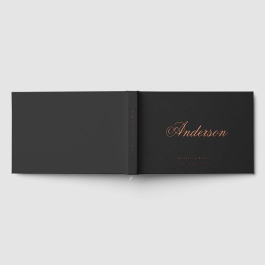 Calligraphy Last Name Dark Gray Wedding Gastenboek (Volledig)