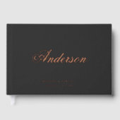 Calligraphy Last Name Dark Gray Wedding Gastenboek (Voorkant)