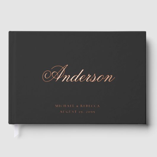 Calligraphy Last Name Dark Gray Wedding Gastenboek (Voorkant)