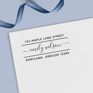 Calligraphy Lettertype Naam 2 Regels Retouradres Zelfinktende Stempel