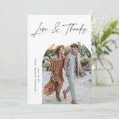 Calligraphy Liefde & Dank Archief Foto Bruids Show Bedankkaart (Staand voorkant)