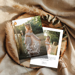 Calligraphy Liefde & Dank Bruidsfeest Foto Bedankkaart