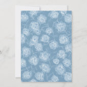 Calligraphy Line Art Dusty Blue Floral Wedding Kaart (Achterkant)