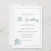 Calligraphy Line Art Sage Green Floral Wedding  Kaart (Voorkant)