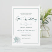 Calligraphy Line Art Sage Green Floral Wedding  Kaart (Staand voorkant)