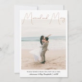 Calligraphy Married and Merry Gingerbread Brown Feestdagenkaart (Voorkant)