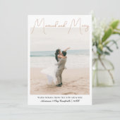 Calligraphy Married and Merry Gingerbread Brown Feestdagenkaart (Staand voorkant)