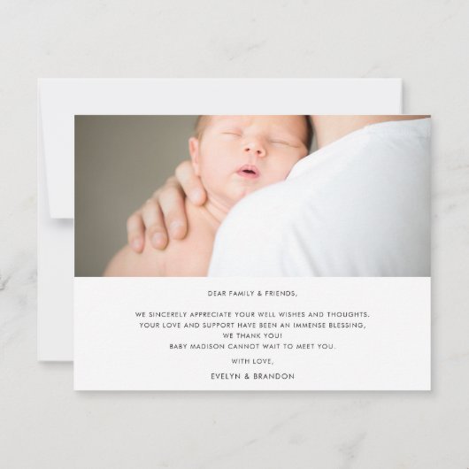 Calligraphy Minimal Photo Baby Announcement Card Bedankkaart (Achterkant)