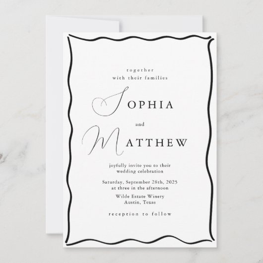 Calligraphy Minimalist Hand Drawn Frame Wedding Kaart (Voorkant)