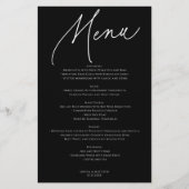 Calligraphy Minimalist Wedding Menu Black (Voorkant)